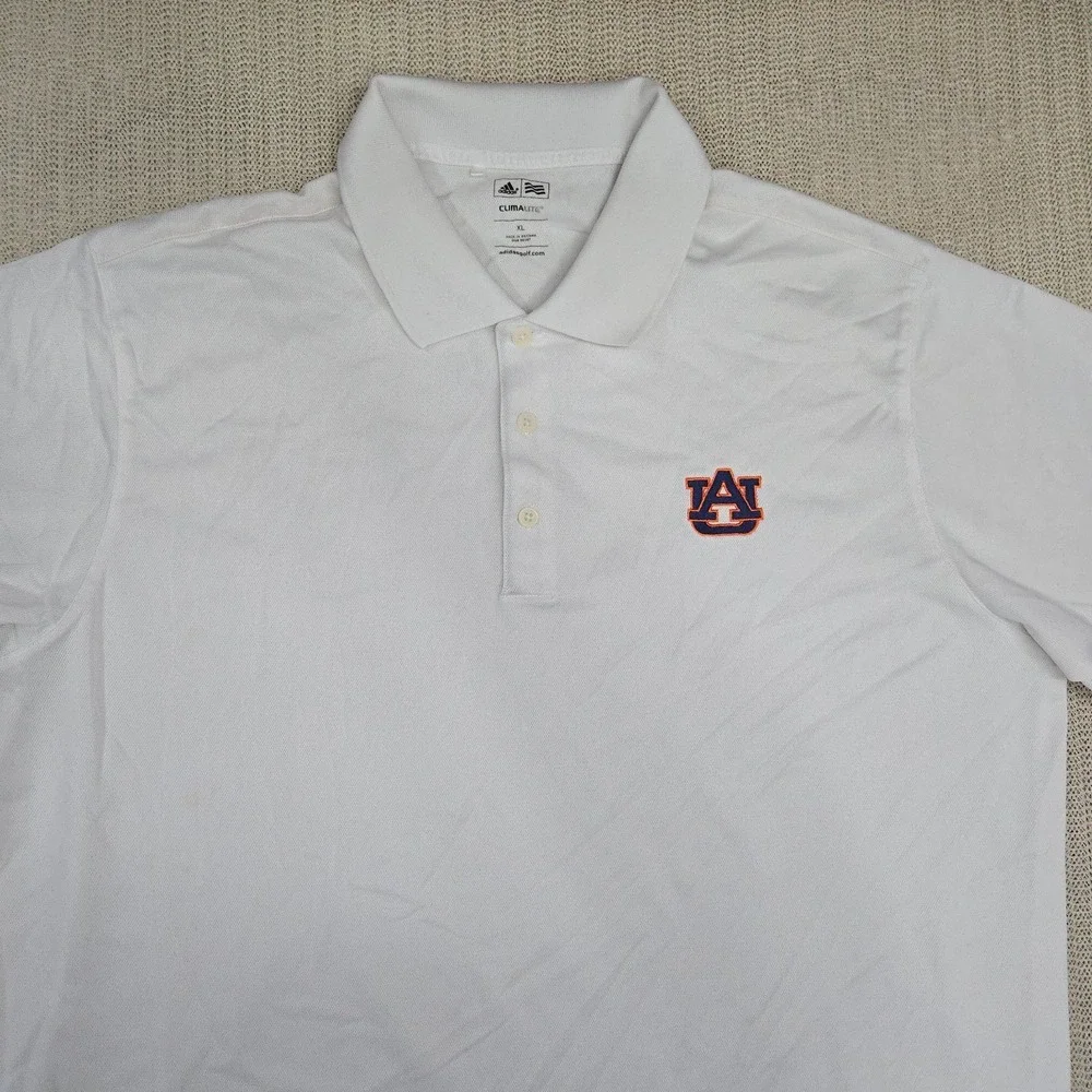 Adidas Golf Auburn Tigers Shirt Polo Shirt Men XL White SEC Football Lightweight